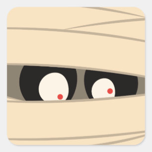 Moderne Niedliche Typografie Mummy Monster Hallowe Quadratischer Aufkleber