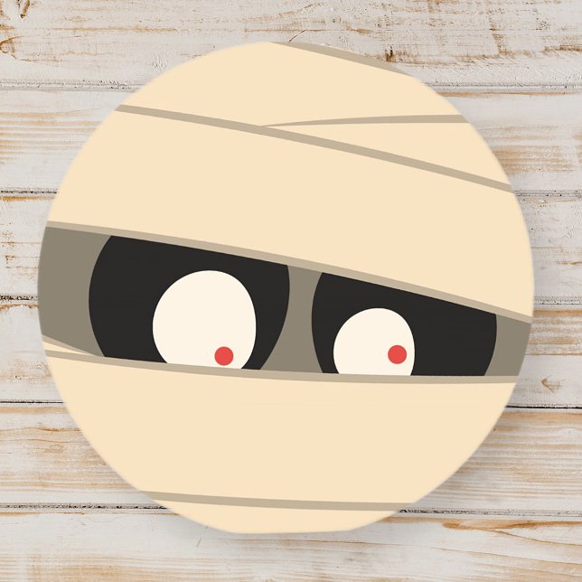 Moderne Niedliche Typografie Mummy Monster Hallowe Runder Aufkleber (Von Creator hochgeladen)