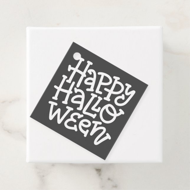 Moderne Niedliche Typografie White Skull Happy Hal Geschenkanhänger (Beispiel)