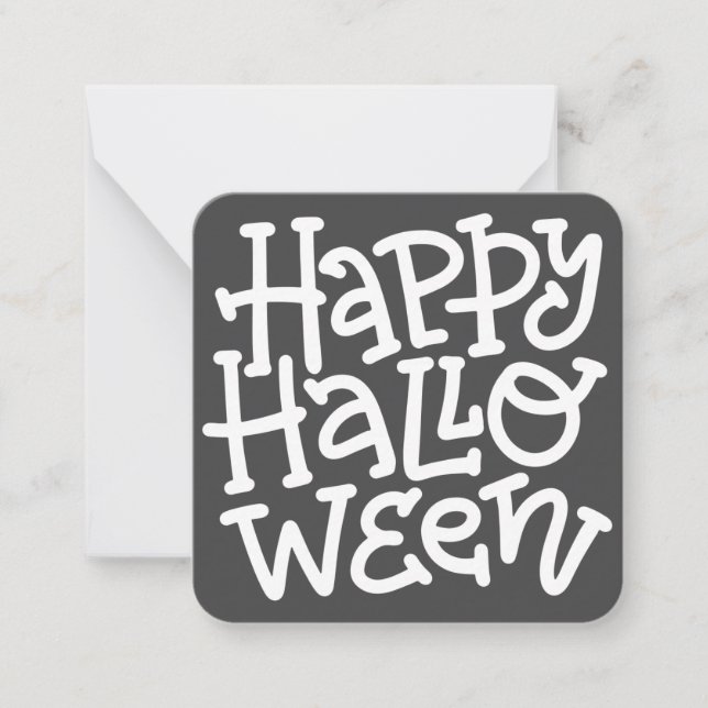 Moderne Niedliche Typografie White Skull Happy Hal Mitteilungskarte (Vorderseite)