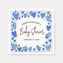 Moderne Niedliche Valentine Blue Hearts Baby Dusch