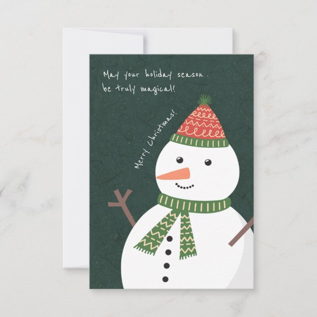 Moderne Niedliche Weihnachten Snowman Holiday Cust Karte (Vorderseite)