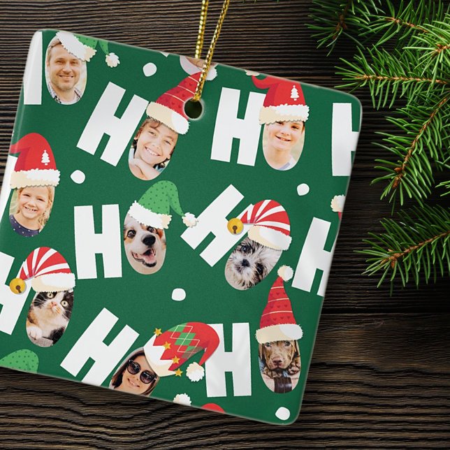 Moderne Niedliche Weihnachtsmannmützen Neun Fotos Keramikornament (Von Creator hochgeladen)