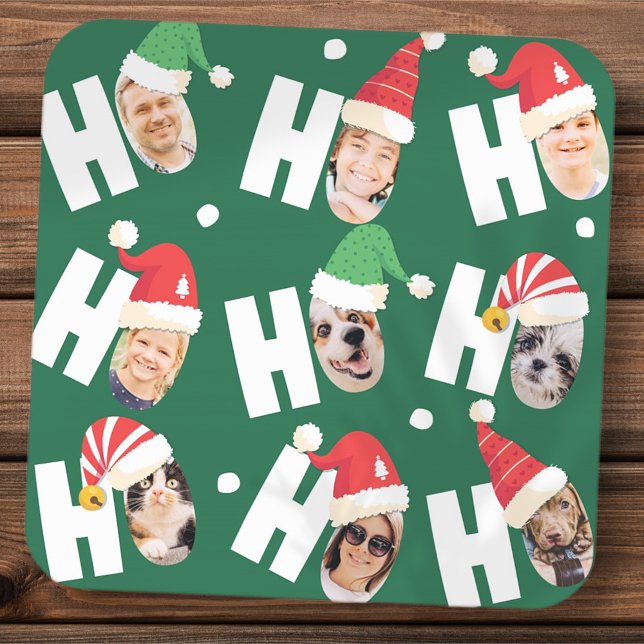 Moderne Niedliche Weihnachtsmannmützen Neun Fotos Quadratischer Aufkleber (Von Creator hochgeladen)