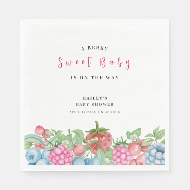 Moderne Niedliche Wild Berry Sweet Baby Dusche Serviette (Vorderseite)