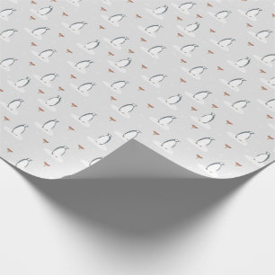 Moderne Niedliche Winterpinguine und Pilze Geschenkpapier