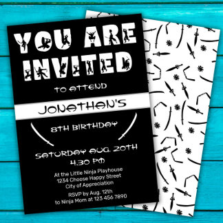 Moderne Ninja Kid Warrior Silhouette Geburtstagspa Einladung
