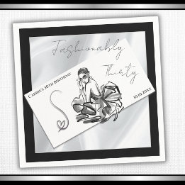 Moderne Noir 30. Geburtstagsmode Cocktailserviette Serviette