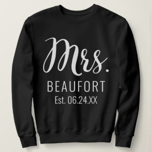 Moderne Noir & Blanc Mme Sweatshirt Pour Mariée