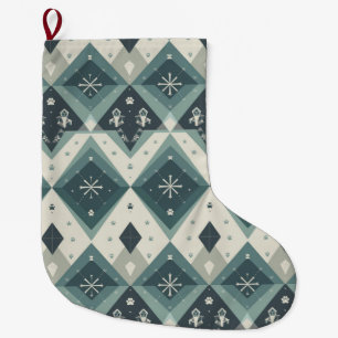 Moderne nordische geometrische Haustierstrumpf mit Großer Weihnachtsstrumpf