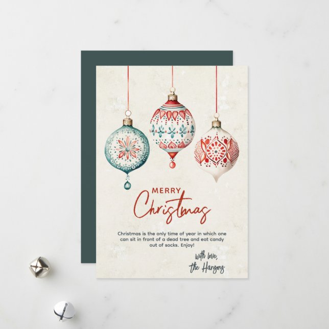 Moderne nordische Ornamente Frohe Weihnachten (Vorderseite/Rückseite Beispiel)