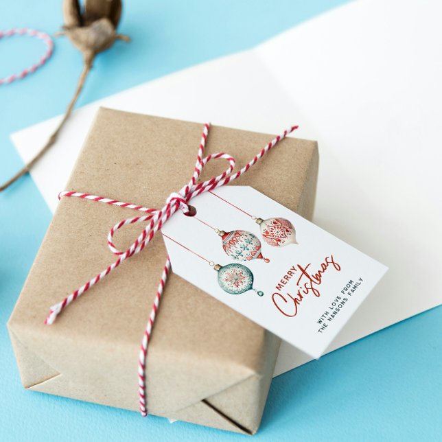 Moderne nordische Ornamente Frohe Weihnachten Geschenkanhänger (Von Creator hochgeladen)