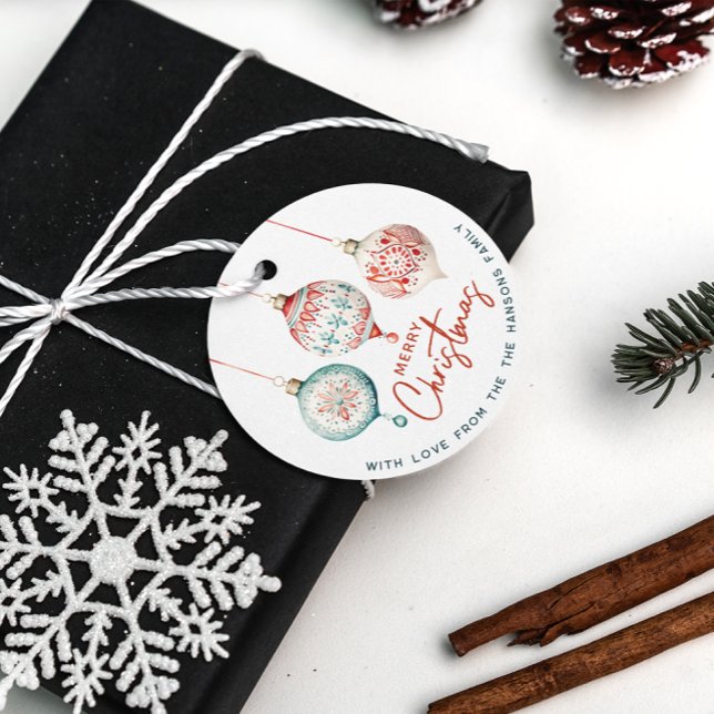 Moderne nordische Ornamente Frohe Weihnachten Geschenkanhänger (Von Creator hochgeladen)