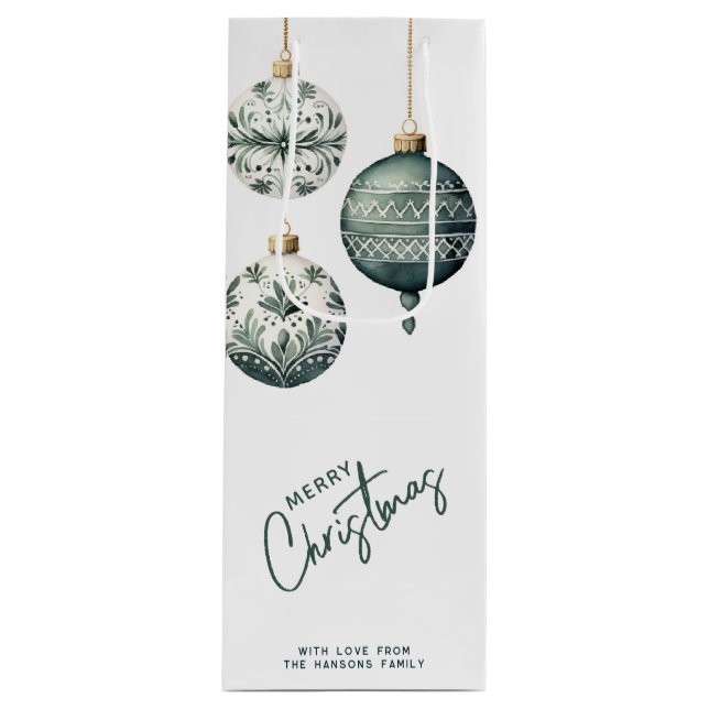 Moderne nordische Ornamente Frohe Weihnachten Geschenktüte Für Weinflaschen (Vorderseite)