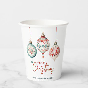 Moderne nordische Ornamente Frohe Weihnachten Pappbecher