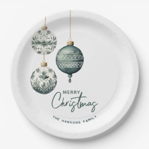 Moderne nordische Ornamente Frohe Weihnachten Pappteller