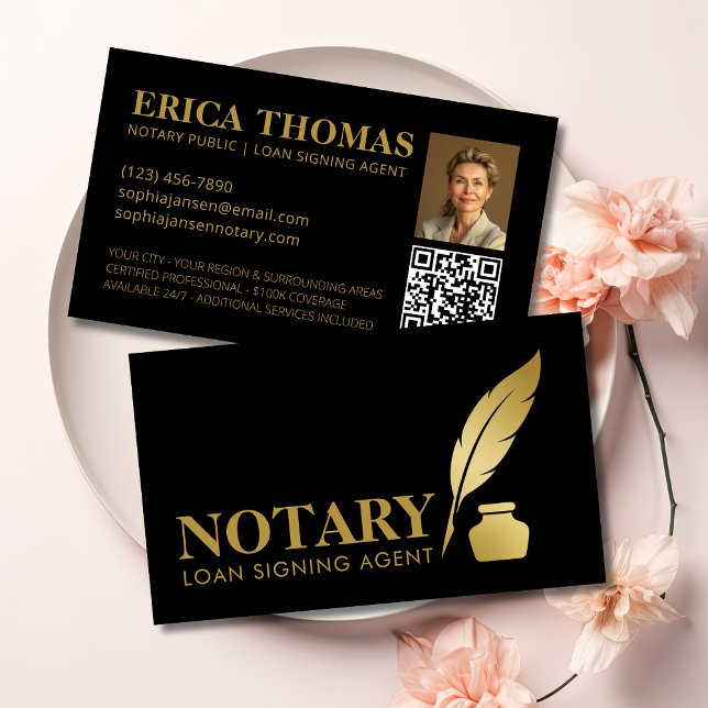 Moderne Notar-Foto-Visitenkarte mit QR-Code Visitenkarte (Modern Notary Photo Business Card with QR Code)