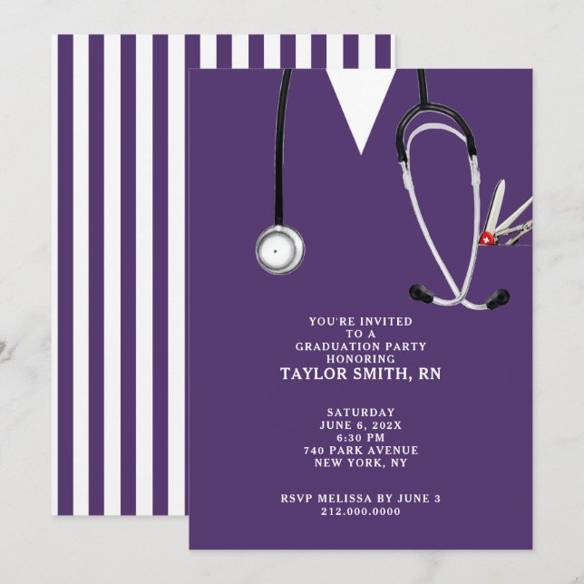 Moderne Nurse Graduation Party Einladung (Vorne/Hinten)