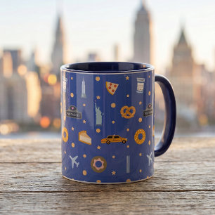 Moderne NYC-Ikonen und Wahrzeichen im königlichen Tasse