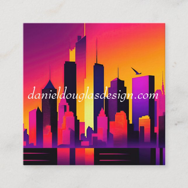 Moderne NYC Skyline Graphic Quadratische Visitenkarte (Vorderseite)