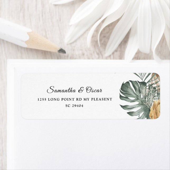 Moderne Oase Aquarell Blume & Blätter Rahmen (Insitu)