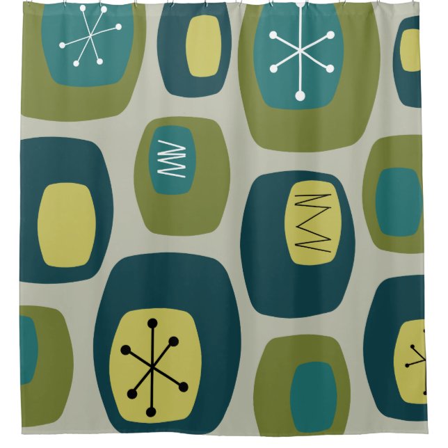 Moderne Oblongs Olive Green Duschvorhang (Vorderseite)