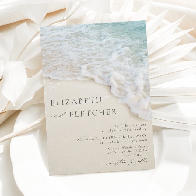 Moderne Ocean Beach Hochzeit in Urlaubsort Einladu Einladung (Von Creator hochgeladen)