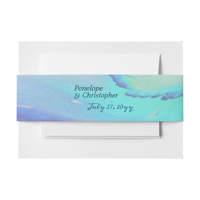 Moderne Ocean Water Blue Abstrakt Beach Hochzeit Einladungsbanderole (Vorderseite Beispiel)
