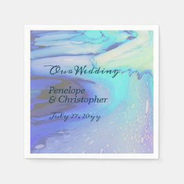 Moderne Ocean Water Blue Abstrakt Beach Hochzeit Serviette