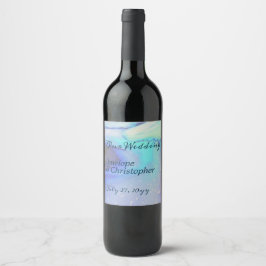 Moderne Ocean Water Blue Abstrakt Beach Hochzeit Weinetikett