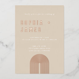 Moderne Ochre Orange Boho Arch Wedding Folieneinladung