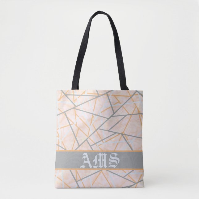 Moderne Ocker- und Gray Geometric Lines Tasche (Vorderseite)