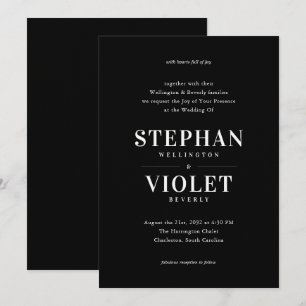 Moderne offizielle Schwarz-Weiß-Hochzeit Einladung