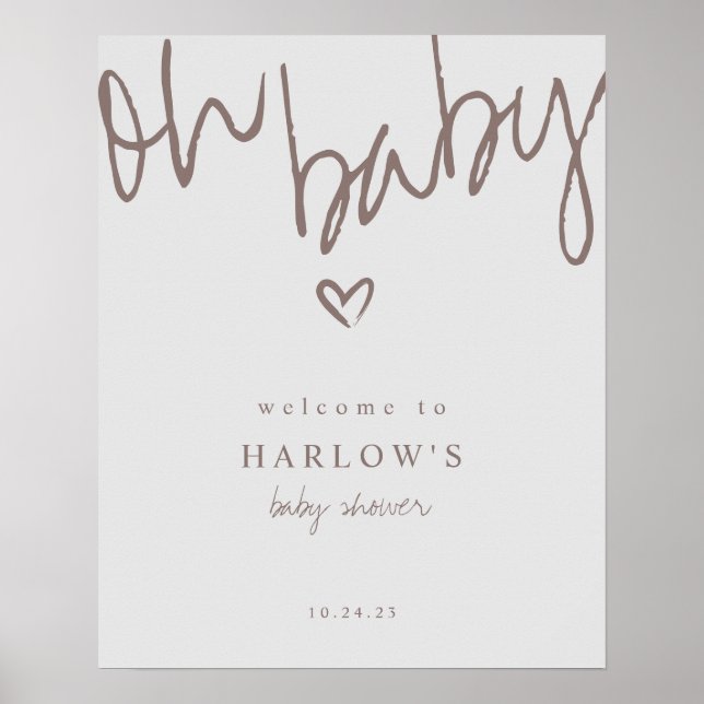 Moderne Oh Baby Gender Neutral Baby Dusche Willkom Poster (Vorne)