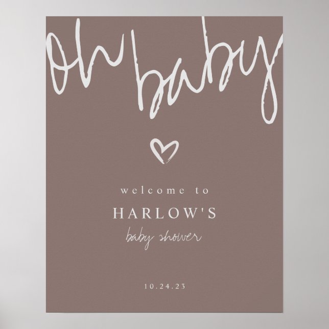 Moderne Oh Baby Gender Neutral Baby Dusche Willkom Poster (Vorne)
