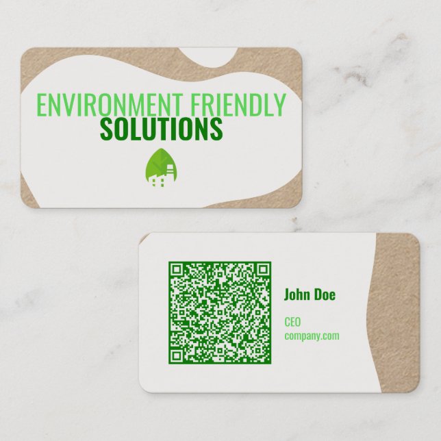 Moderne Öko-freundliche Visitenkarte mit QR-Code (Vorne/Hinten)