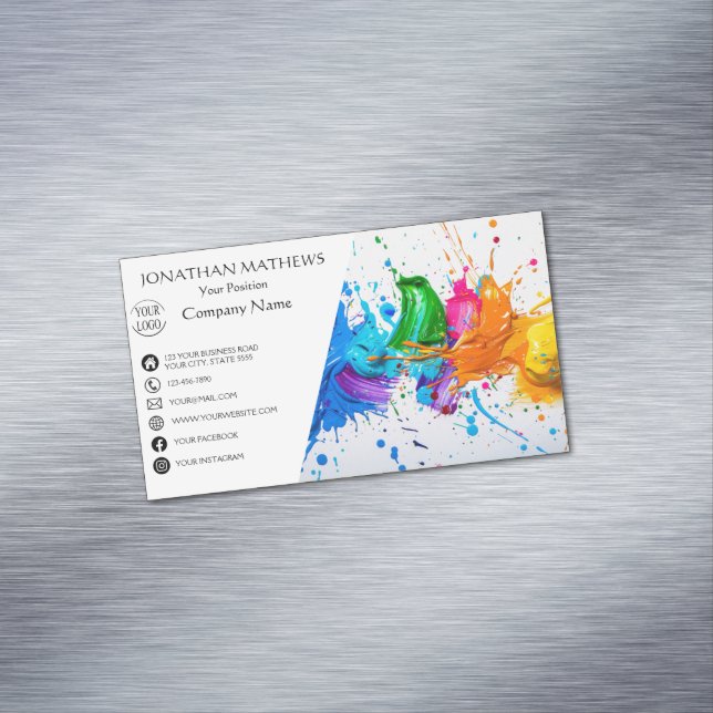 Moderne Ölfarbe Abstrakt Magnetische Visitenkarte (Beispiel)