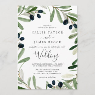 Moderne Olive Branch Hochzeit Einladung