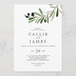 Moderne Olive Branch Lässig Hochzeit Einladung