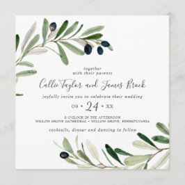 Moderne Olive Branch Square Hochzeit Einladung