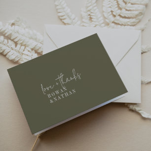 Moderne Olive Green Folded Wedding Dankeskarte