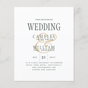 Moderne OLIVE Green Gold Hochzeit Flyer