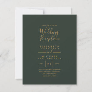 Moderne Olive Green Gold Hochzeitsempfehlung Einladung