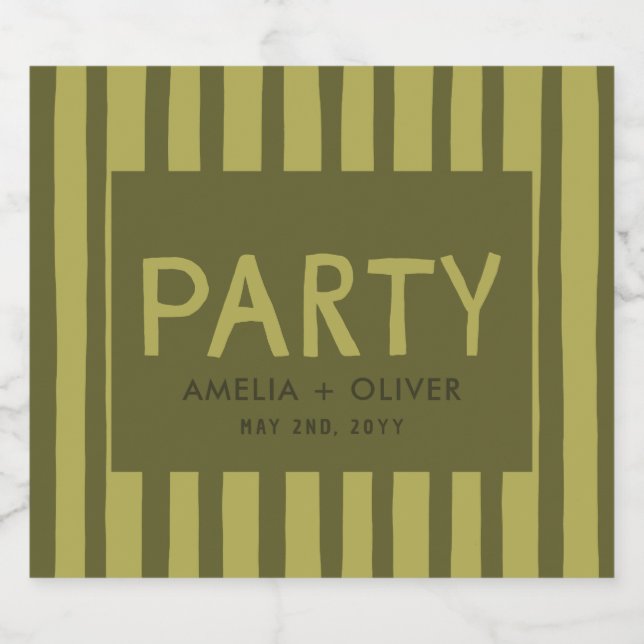 Moderne Olive Green Typografy | Dicke Streifen zur (Einzelnes Label)