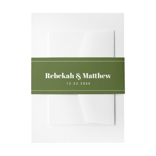 Moderne Olive Green Wedding Einladung Bly Band (Vorderseite Beispiel)