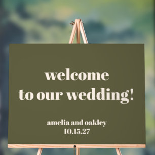 Moderne Olive Green Wedding Willkommen Acrylschild