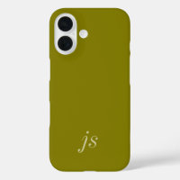 Moderne Olive-Grün Weiße Monogramm Name