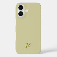 Moderne Olive-Grün Weiße Monogramm Name