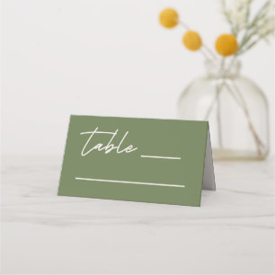 Moderne Oliven-Grüne Hochzeit Platzkarte