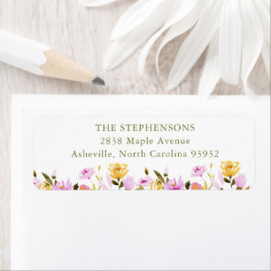 Moderne Oliven-Rosa-Aquarell-Blumen-Rücksendeadres